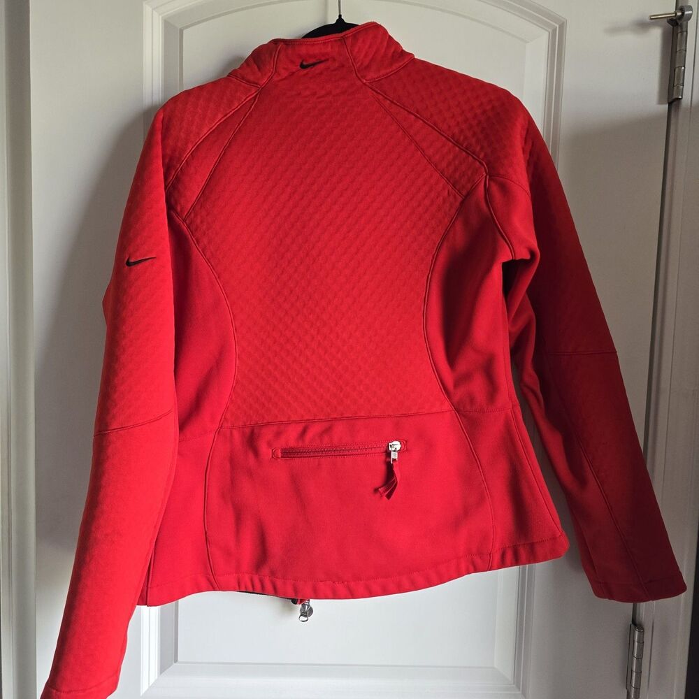 Nike FIT Therma Running Full Zip Jacket Med Red Phone & Zip Pockets - Picture 8 of 8
